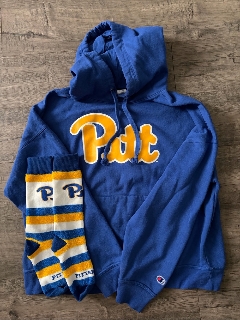 Champion Kids Blue and Gold "Pitt" Hoodie with Matching Socks